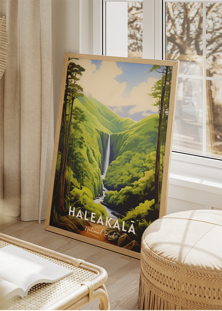 Haleakalā National Park Poster & Canvas Print – Maui Waterfall Tropical Forest Wall Art