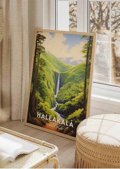 Haleakalā National Park Poster & Canvas Print – Maui Waterfall Tropical Forest Wall Art