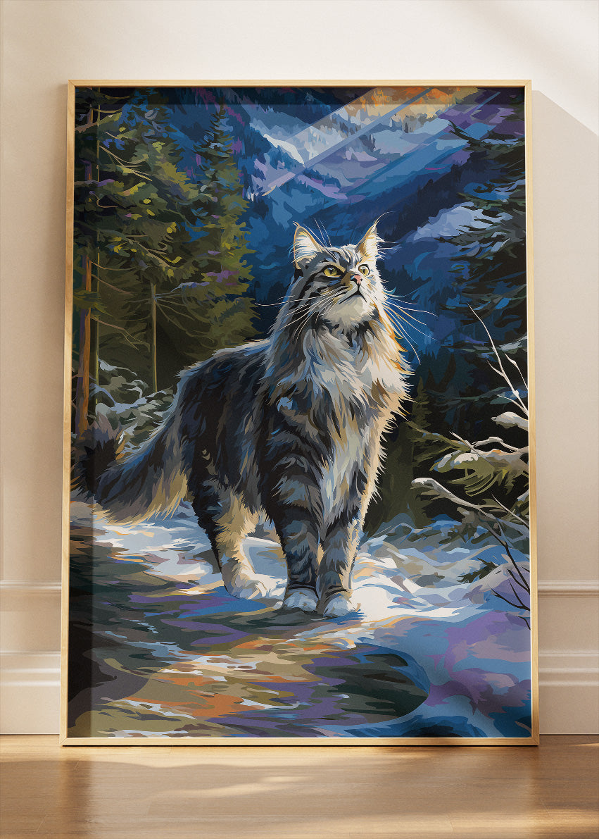 Majestic Forest Cat Canvas Print & Poster – Nature-Inspired Cat Wall Art – AI PRINT LAB