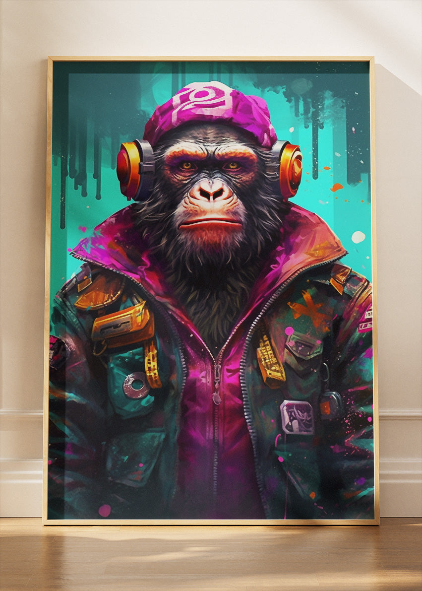 Streetwear Gorilla Canvas Print & Poster – Urban Monkey Headphones Wall Art – AI PRINT LAB
