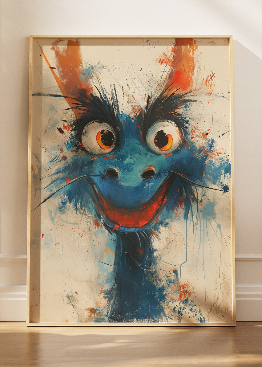 Abstract Blue Dragon Poster & Canvas Print – Expressive Fantasy Wall Art