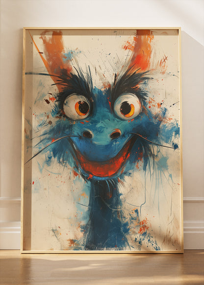 Abstract Blue Dragon Poster & Canvas Print – Expressive Fantasy Wall Art