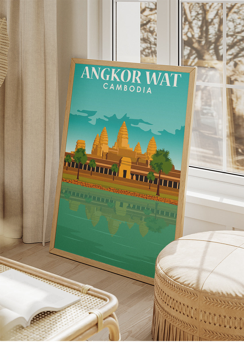 Angkor Wat Cambodia Travel Poster & Canvas Print – Temple Wall Art