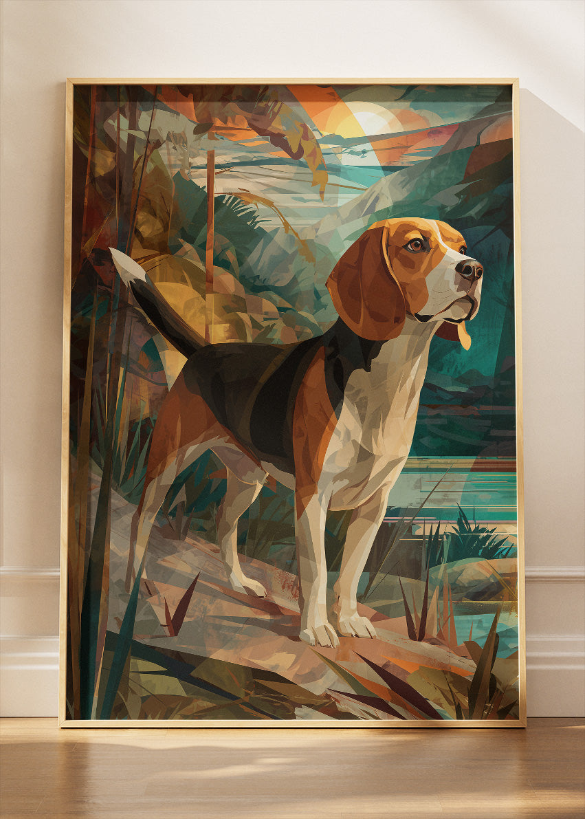 Beagle Dog Landscape Canvas Print & Poster – Artistic Nature Dog Wall Art – AI PRINT LAB