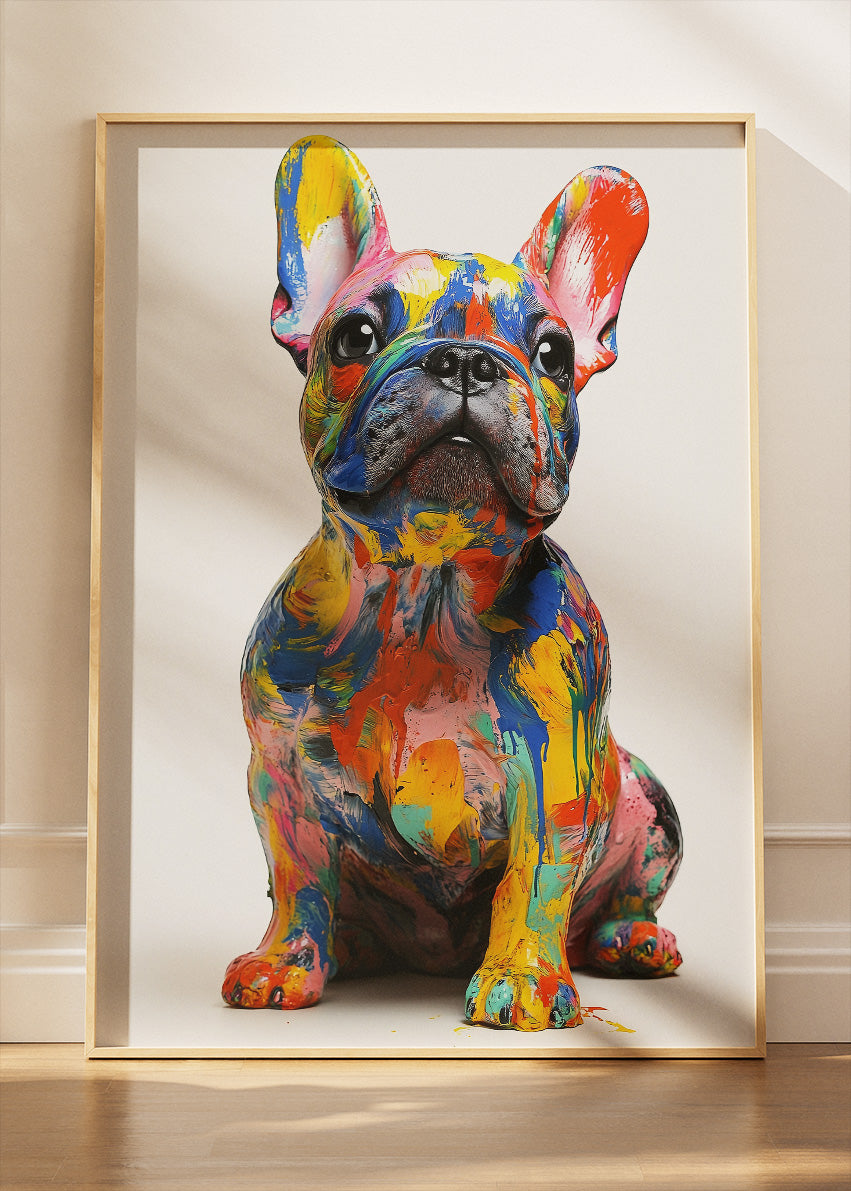 Colorful French Bulldog Canvas Print & Poster – Pop Art Paint Splash Dog Wall Art – AI PRINT LAB
