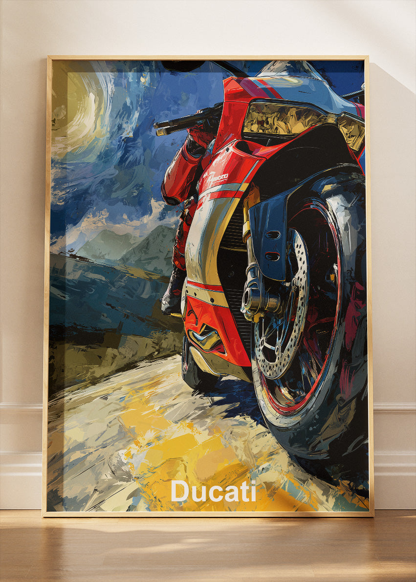 Ducati Sunlit Power Performance Art Poster & Canvas