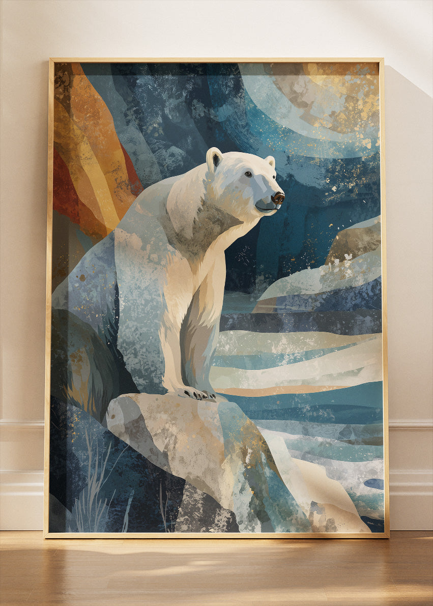 Arctic Polar Bear Canvas Print & Poster – Abstract Winter Wildlife Wall Art – AI PRINT LAB