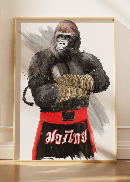 Boxing Gorilla Canvas Print & Poster – Street Style Animal Wall Art – AI PRINT LAB