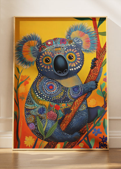 Colorful Tribal Koala Poster & Canvas Print – Vibrant Decorative Animal Art