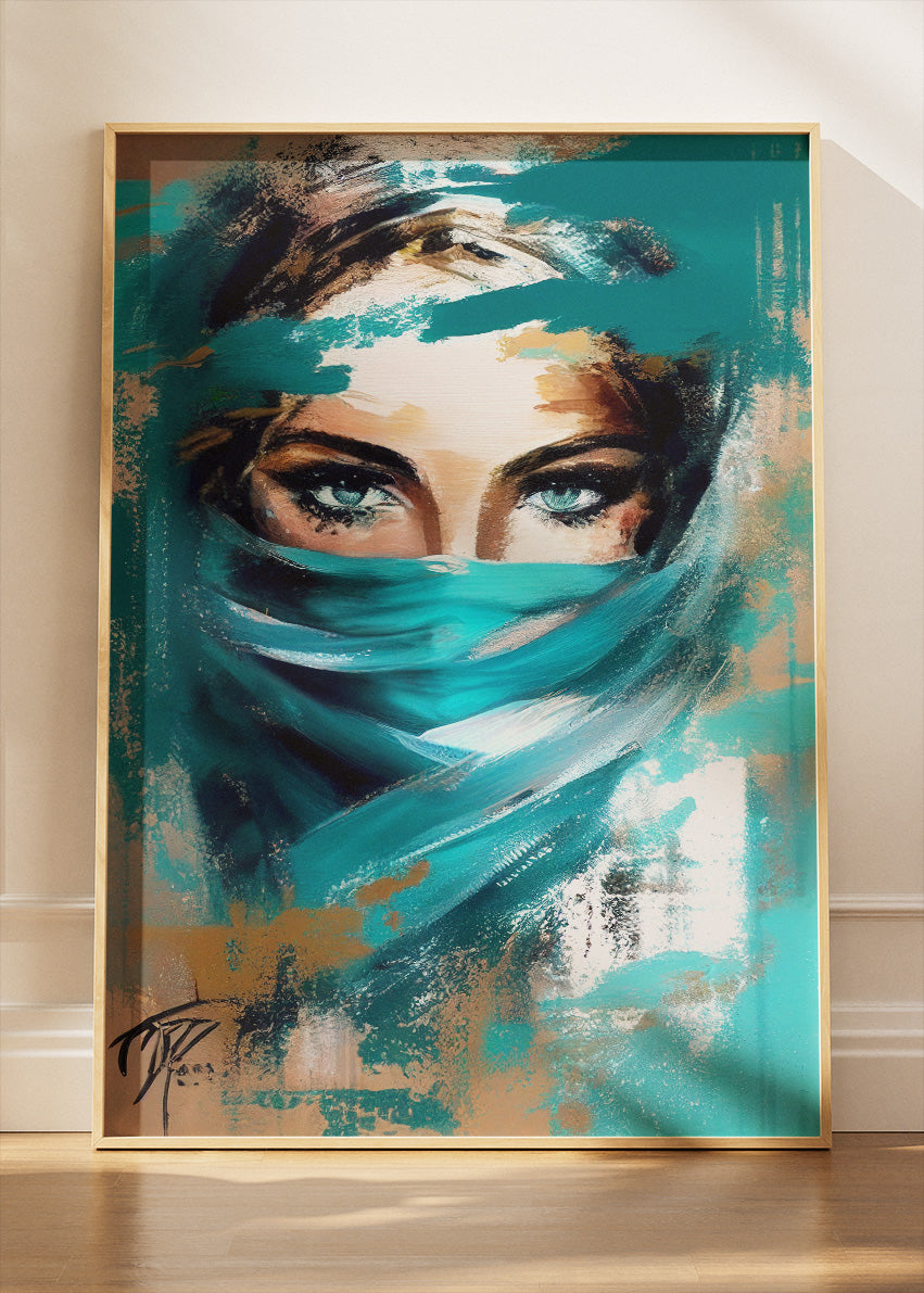 Mystic Teal Eyes Canvas & Poster Print – AI PRINT LAB