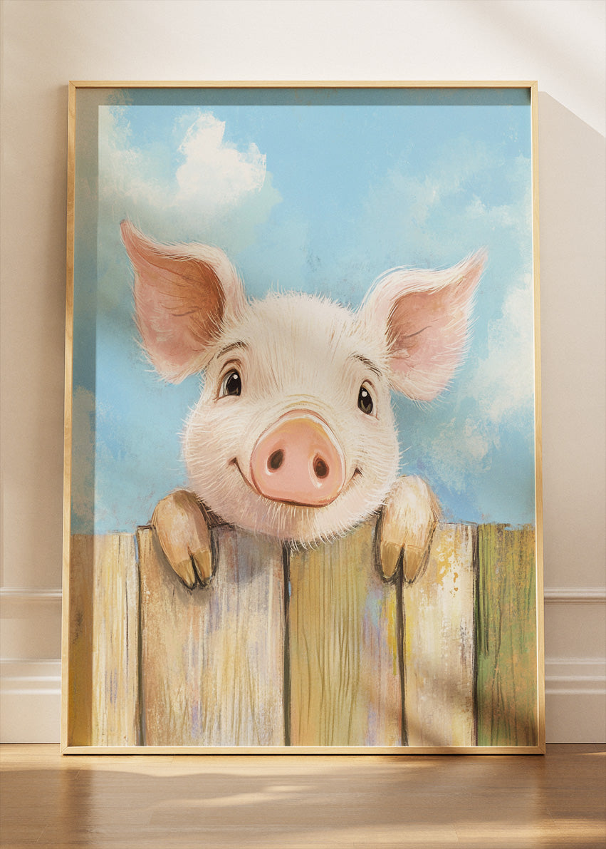 Cute Piglet Canvas Print & Poster – Farm Animal Wall Art – AI PRINT LAB
