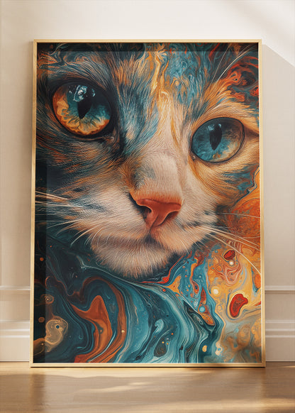 Abstract Fluid Cat Canvas Print & Poster – Artistic Pet Wall Art – AI PRINT LAB