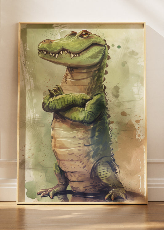 Cartoon Crocodile Canvas Print & Poster – Cute Jungle Animal Wall Art – AI PRINT LAB