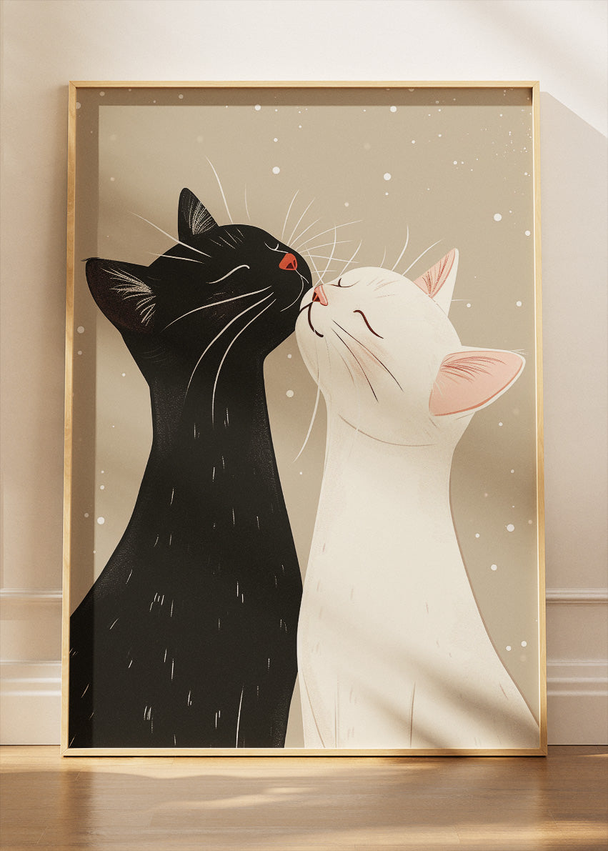 Minimal Cat Love Canvas Print & Poster – Cute Romantic Animal Wall Art – AI PRINT LAB