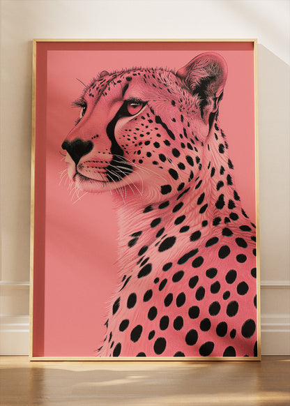 Pink Cheetah Canvas Print & Poster – Modern Minimal Animal Wall Art – AI PRINT LAB