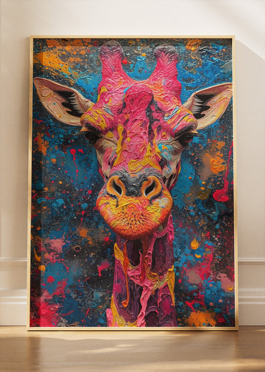 Colorful Giraffe Canvas Print & Poster – Abstract Animal Wall Art – AI PRINT LAB