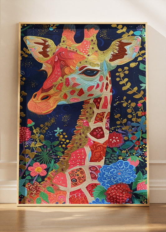 Floral Giraffe Canvas Print & Poster – Decorative Animal Wall Art – AI PRINT LAB