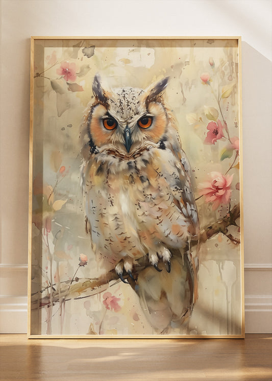 Watercolor Owl Canvas Print & Poster – Soft Nature Animal Wall Art – AI PRINT LAB