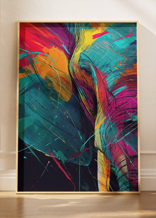 Abstract Elephant Canvas Print & Poster – Colorful Modern Animal Wall Art – AI PRINT LAB