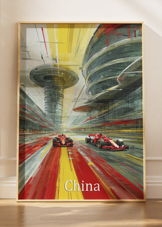 China Formula One Futuristic Circuit Poster & Canvas | Cinematic Motorsport Wall Art