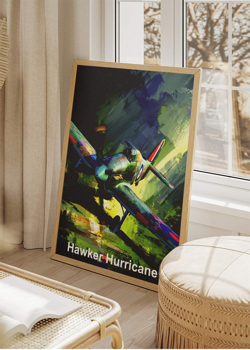 Hawker Hurricane Poster & Canvas Print – WWII Aircraft Illustration Wall Art