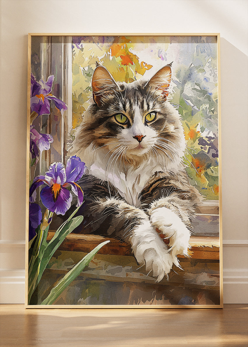 Floral Cat Canvas Print & Poster – Elegant Pet Wall Art – AI PRINT LAB