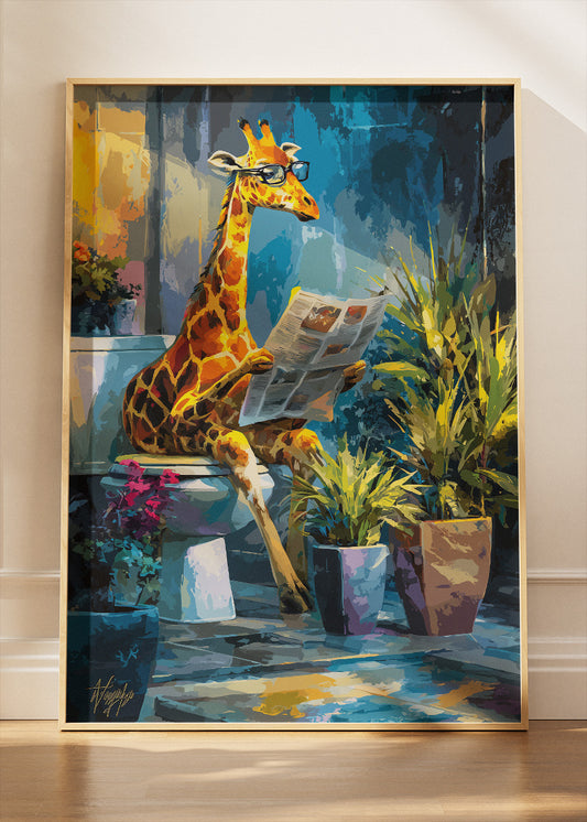 Funny Giraffe Canvas Print & Poster – Quirky Animal Wall Art – AI PRINT LAB