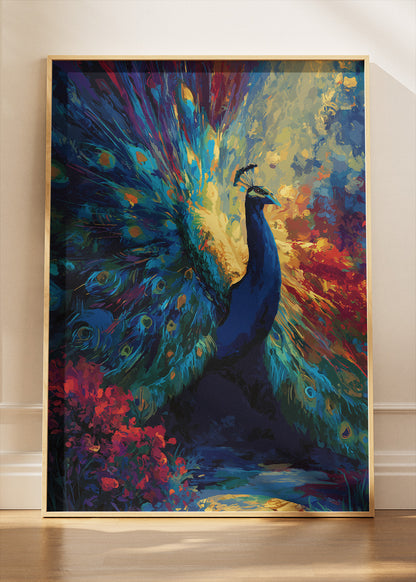 Colorful Peacock Canvas Print & Poster – Luxury Animal Wall Art – AI PRINT LAB