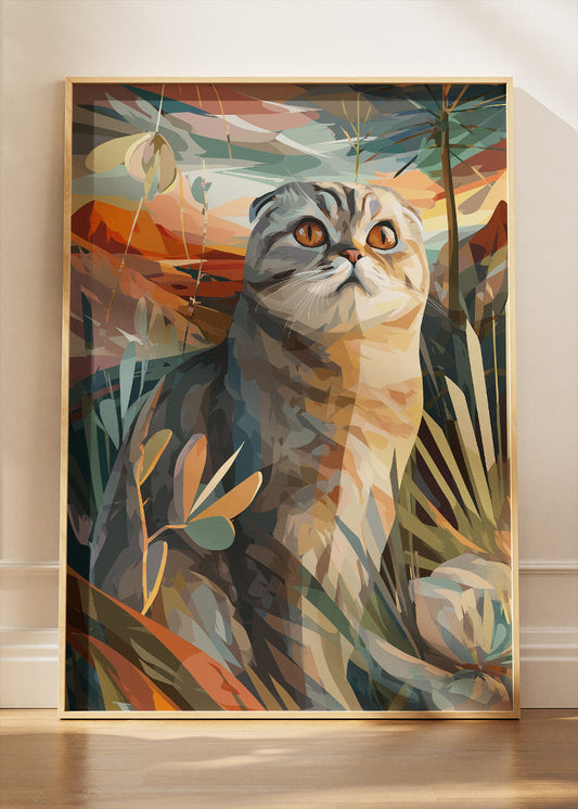 Artistic Cat Landscape Canvas Print & Poster – Modern Animal Wall Art – AI PRINT LAB