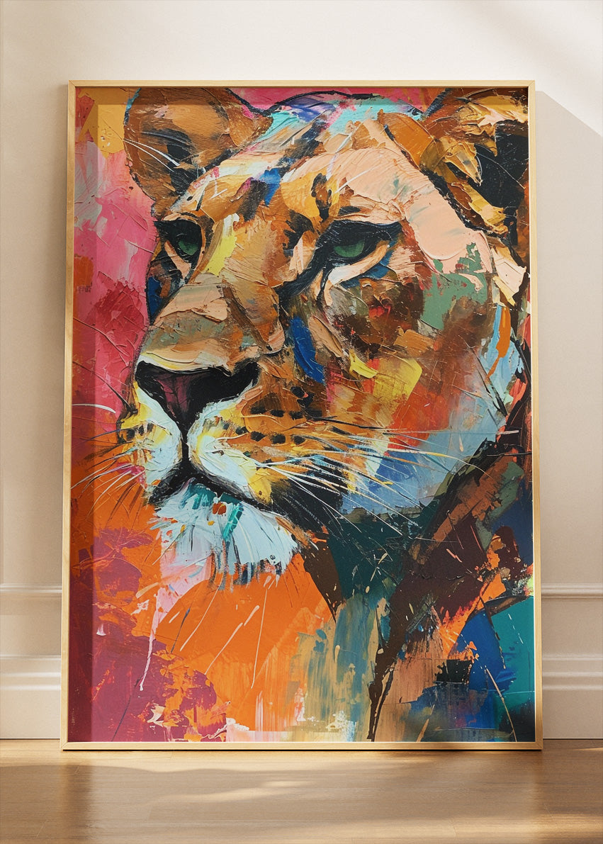Colorful Lion Portrait Poster & Canvas Print – Bold Abstract Animal Art