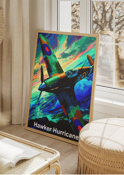 Hawker Hurricane Poster & Canvas Print – Vibrant WWII Aircraft Illustration Wall Art