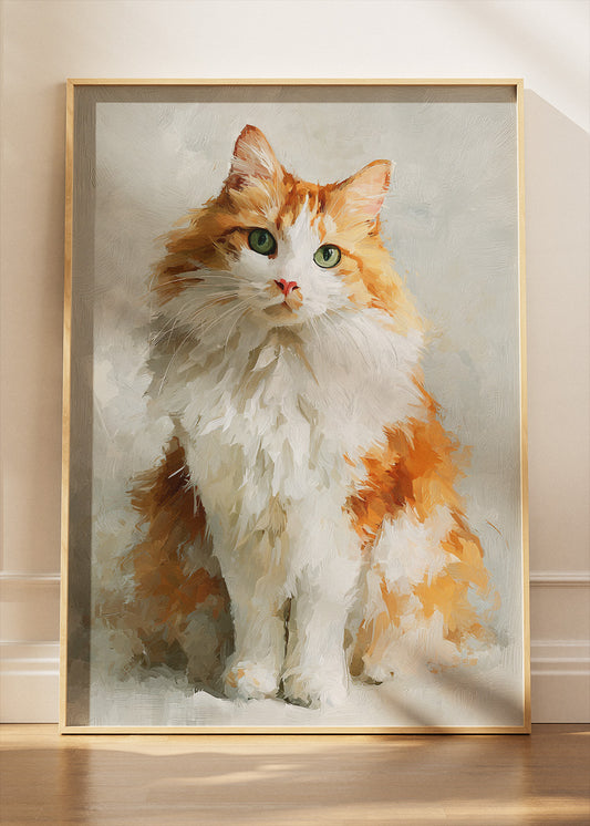 Elegant Cat Canvas Print & Poster – Minimalist Animal Wall Art – Soft Neutral Pet Portrait – AI PRINT LAB