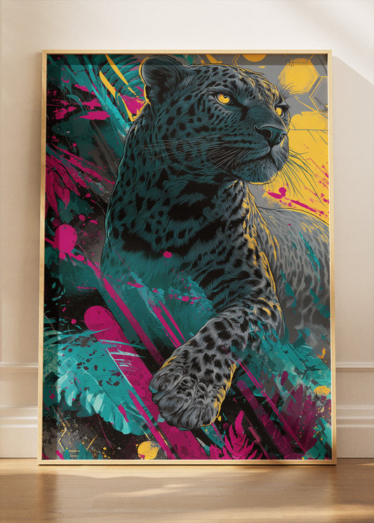 Black Panther Canvas Print & Poster – Abstract Neon Animal Wall Art – Modern Statement Decor – AI PRINT LAB