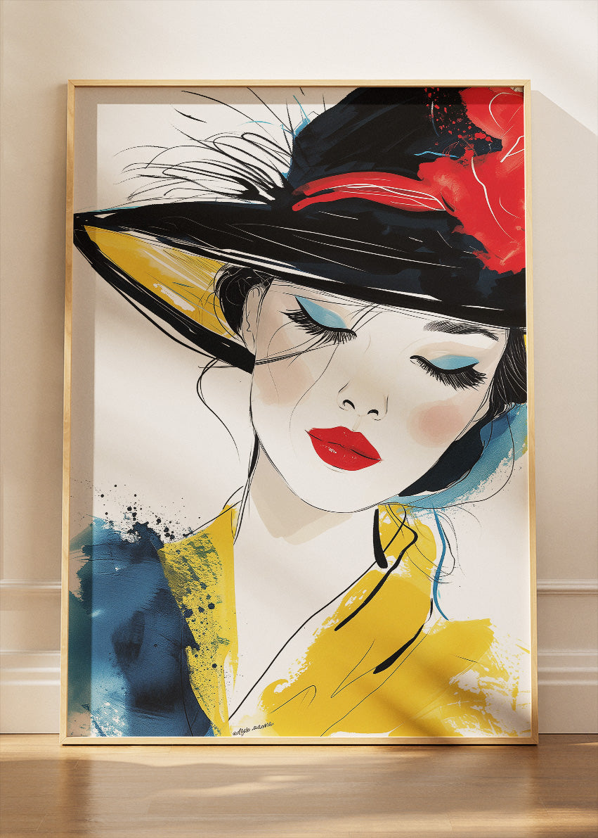 Chic Hat Muse Canvas & Poster Print – AI PRINT LAB