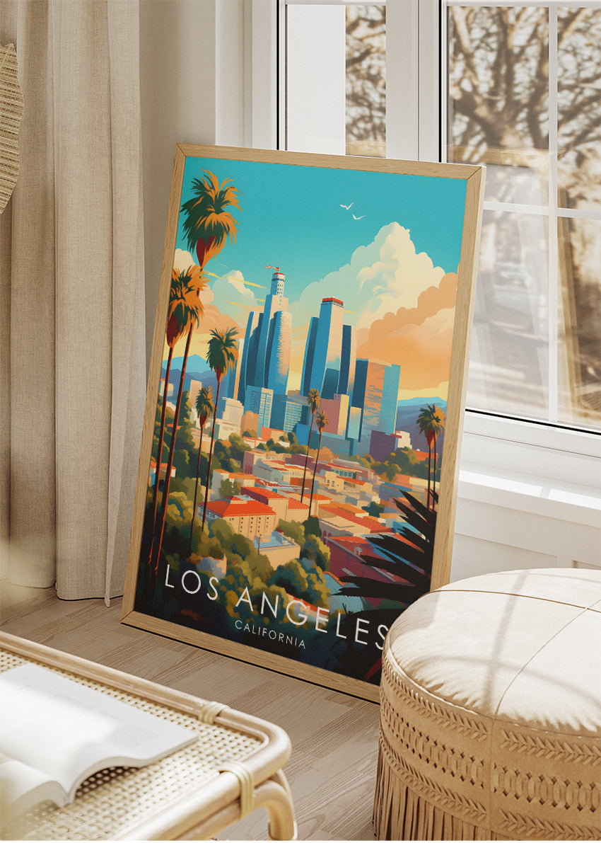 Los Angeles California Poster & Canvas Print – Colorful Skyline Wall Art