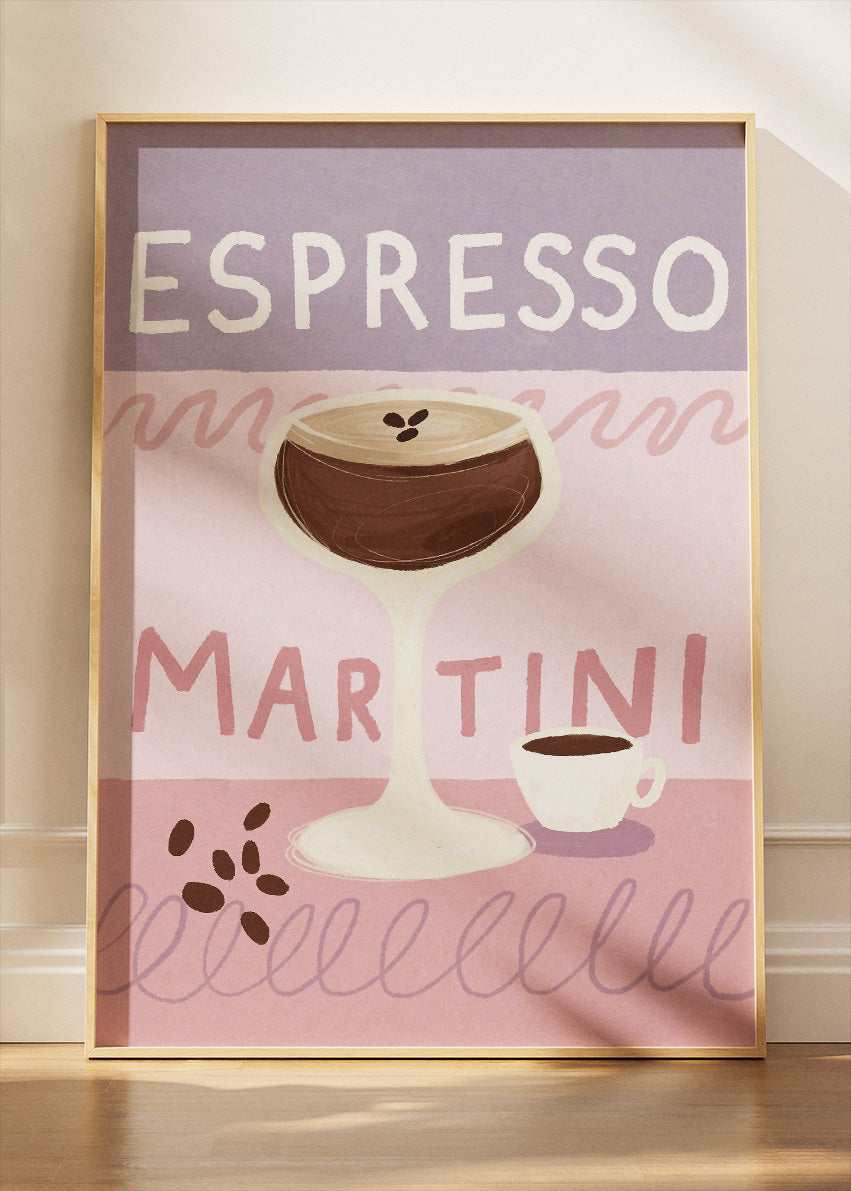 Espresso Martini Cocktail Art Poster & Canvas Print – Pastel Bar Wall Decor