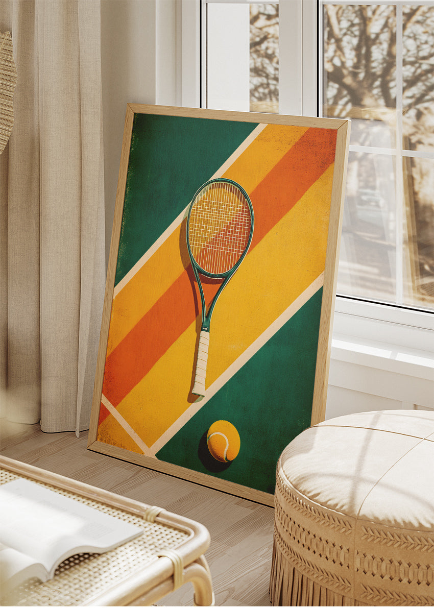Vintage Tennis Racket Wall Art Poster & Canvas Print – Retro Sports Decor