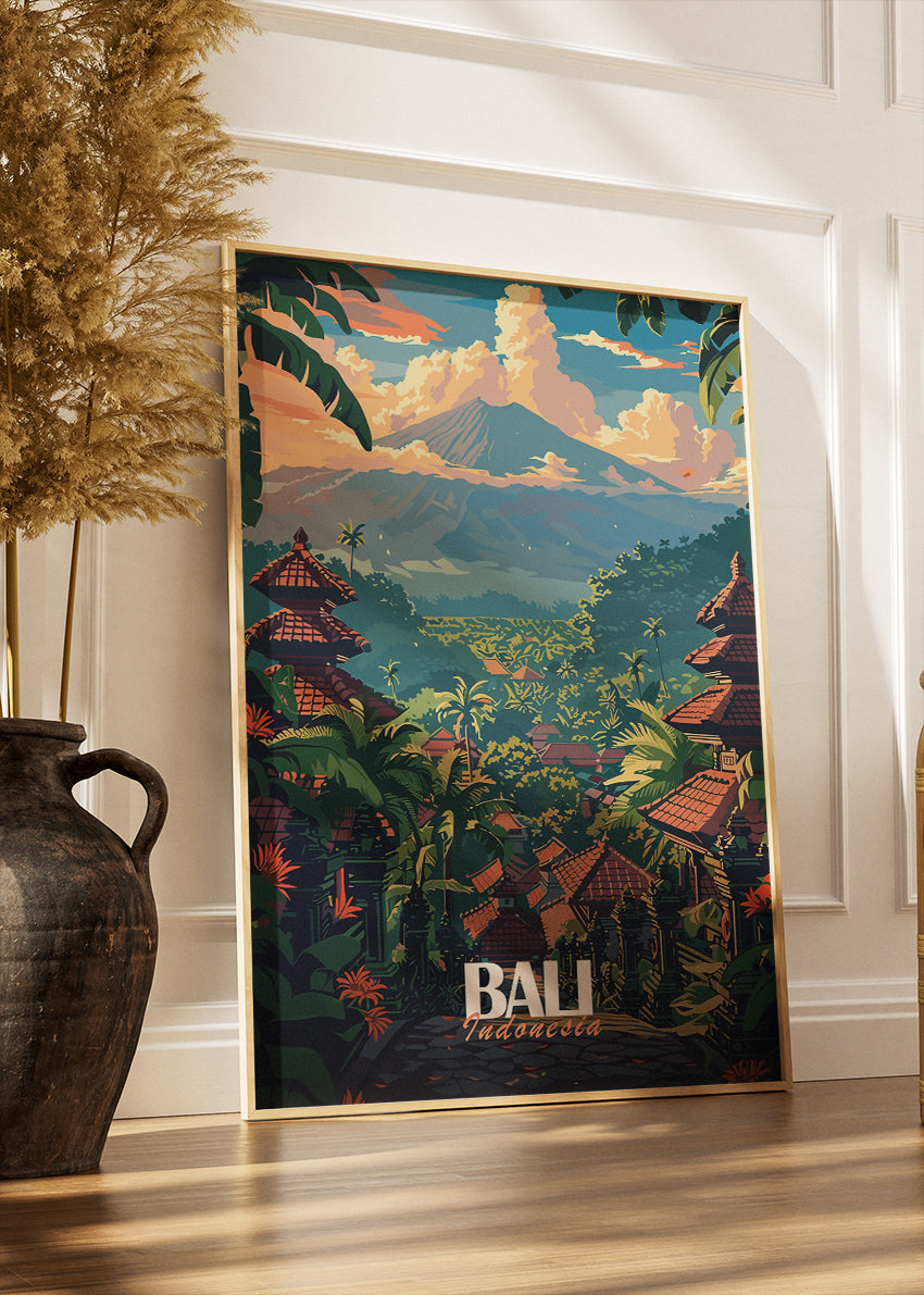 Bali Indonesia Jungle Temple Poster & Canvas Print – Tropical Landscape Travel Art