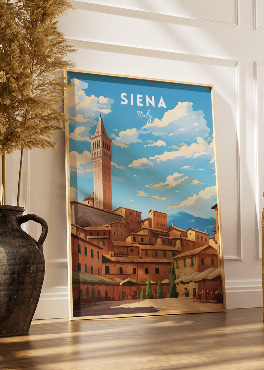 Siena Italy Poster & Canvas Print – Illustrated Tuscan Cityscape Art