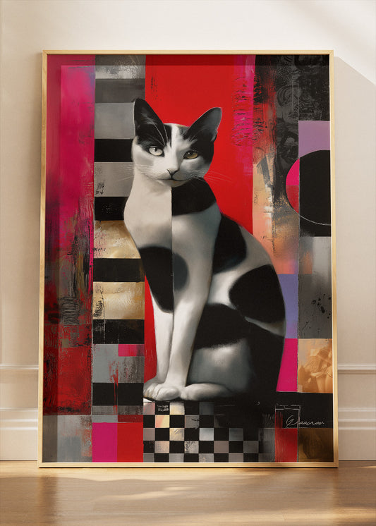 Abstract Cat Canvas Print & Poster – Modern Geometric Wall Art – Bold Contemporary Decor – AI PRINT LAB