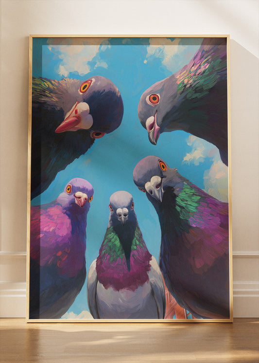 Funny Pigeon Canvas Print & Poster – Urban Bird Wall Art – Quirky Animal Decor – AI PRINT LAB