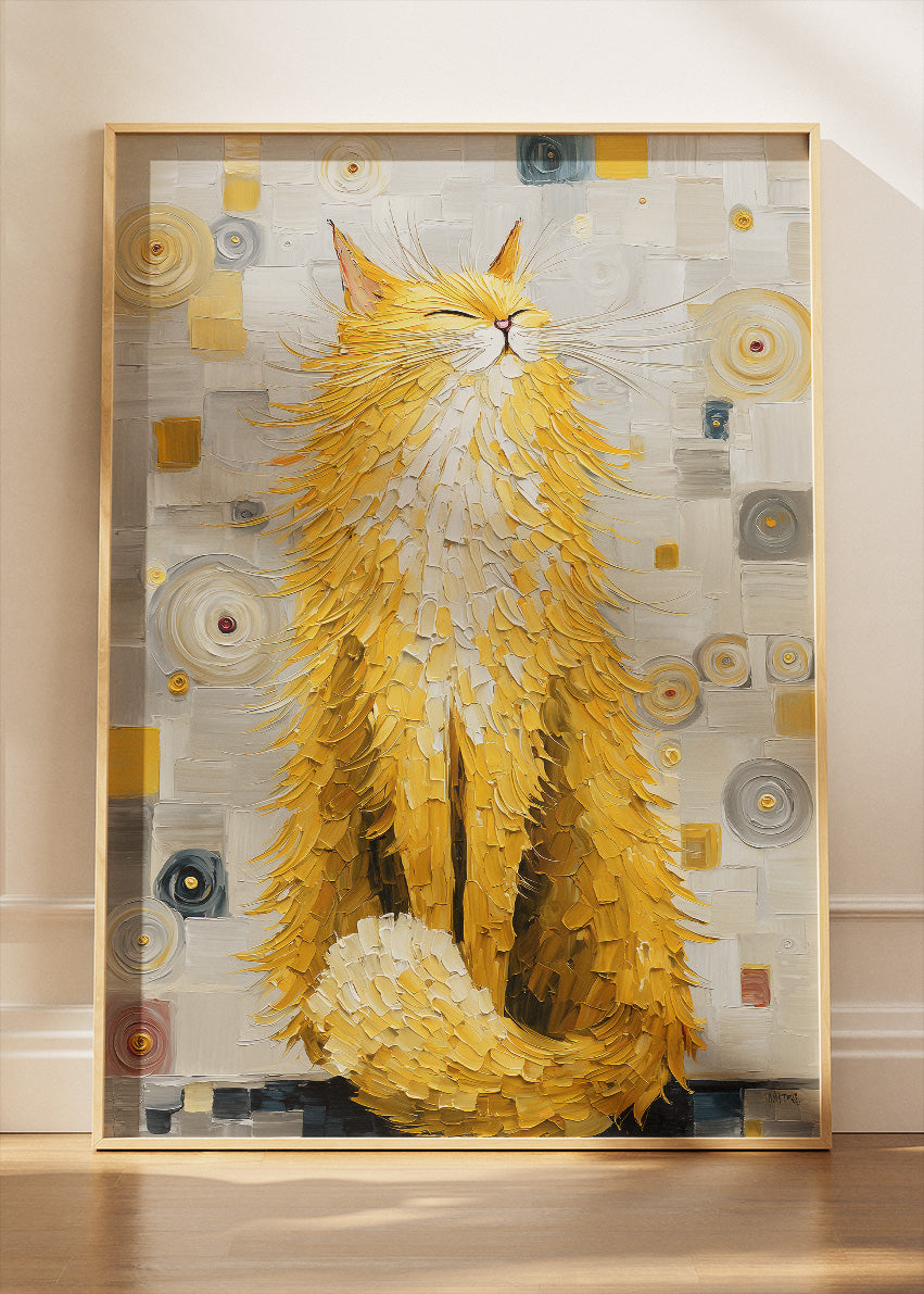 Golden Cat Canvas Print & Poster – Textured Abstract Animal Wall Art – Luxury Modern Decor – AI PRINT LAB