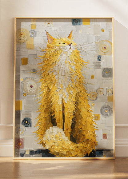 Golden Cat Canvas Print & Poster – Textured Abstract Animal Wall Art – Luxury Modern Decor – AI PRINT LAB