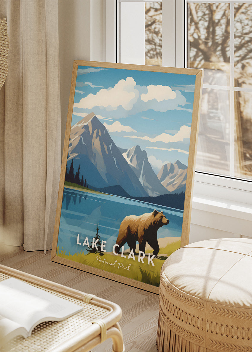 Lake Clark National Park Poster & Canvas Print – Alaska Mountain Lake Bear Landscape Wall Art