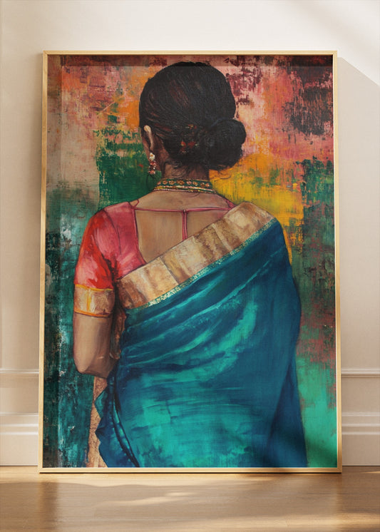 Emerald Saree Grace Canvas & Poster Print – AI PRINT LAB