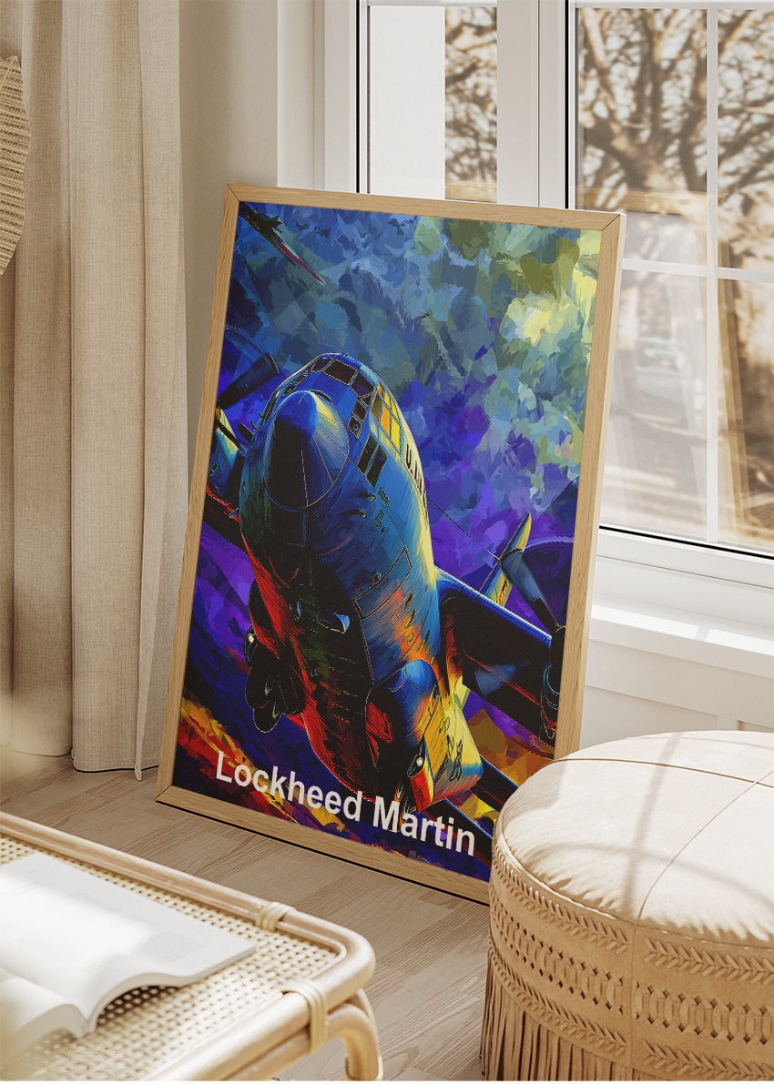 Lockheed Martin Aircraft Poster & Canvas Print – Vibrant Military Plane Illustration Wall Art