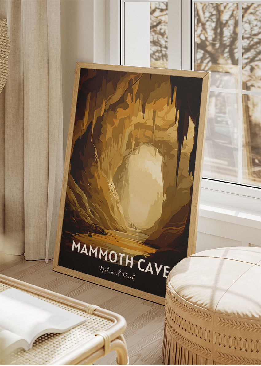 Mammoth Cave National Park Poster & Canvas Print – Illustrated Underground Cavern Wall Art