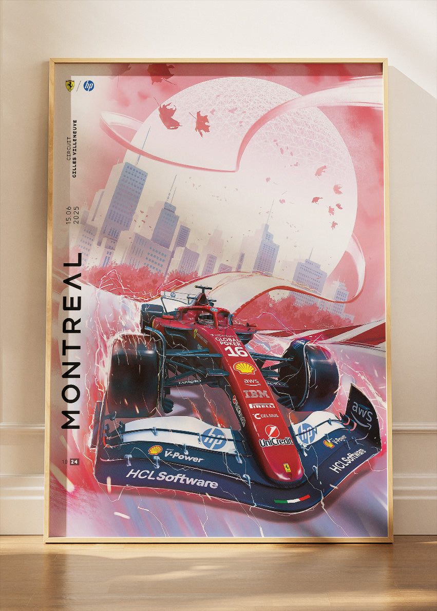 Montreal Formula 1 Race Poster Canvas Print – Ferrari F1 Car Wall Art – AI PRINT LAB