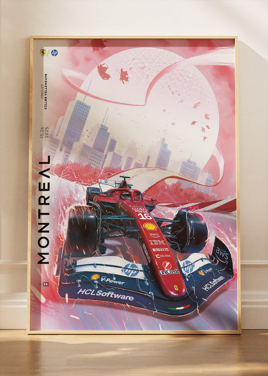 Montreal Formula 1 Race Poster Canvas Print – Ferrari F1 Car Wall Art – AI PRINT LAB