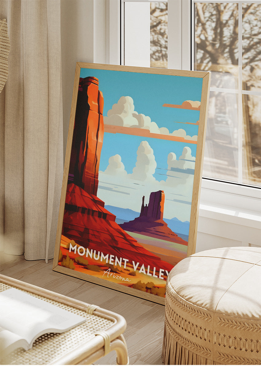 Monument Valley Arizona Poster & Canvas Print – Illustrated Desert Landscape Wall Art